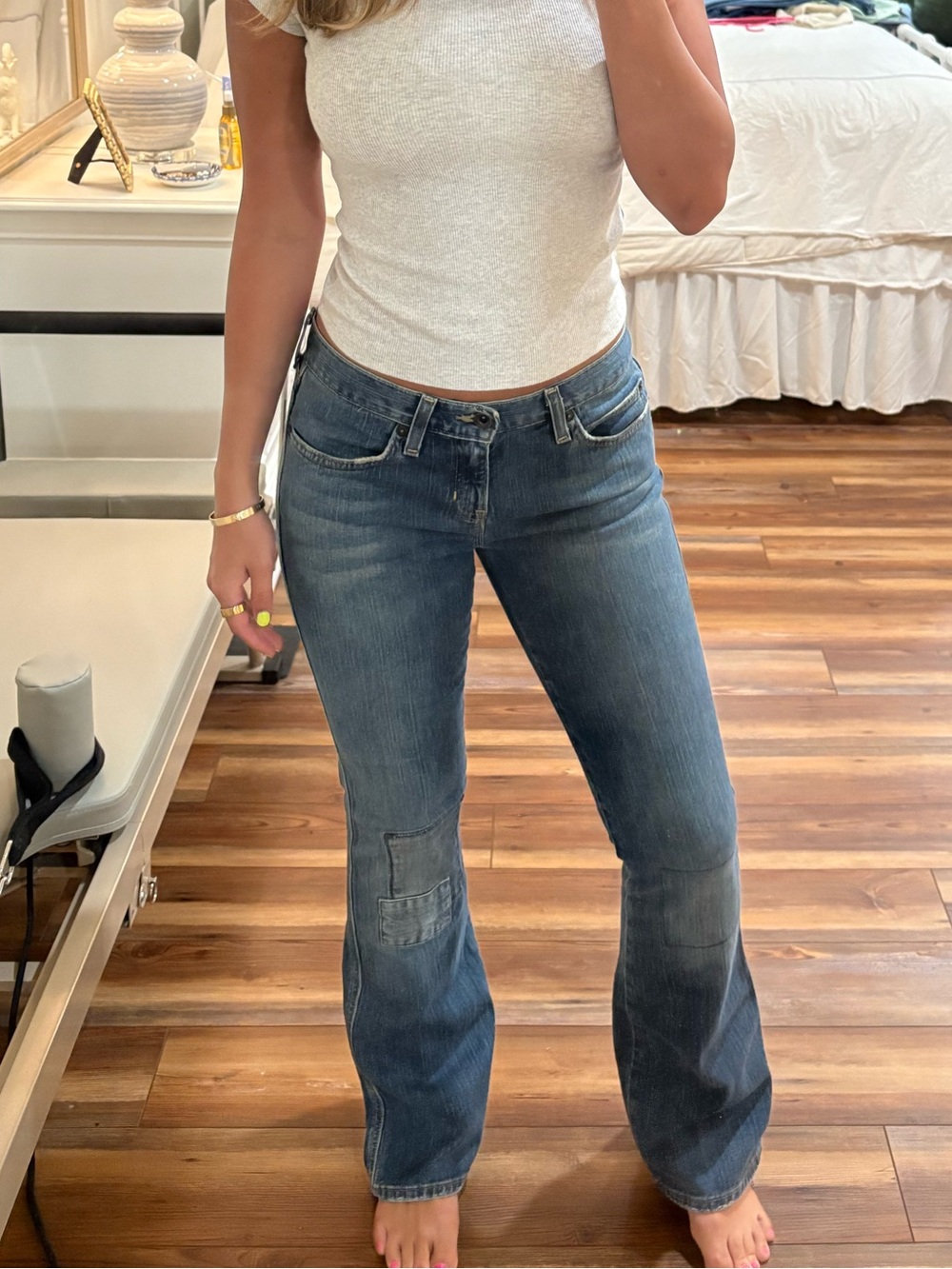 Women's Mid-Rise Blue Flare Jeans